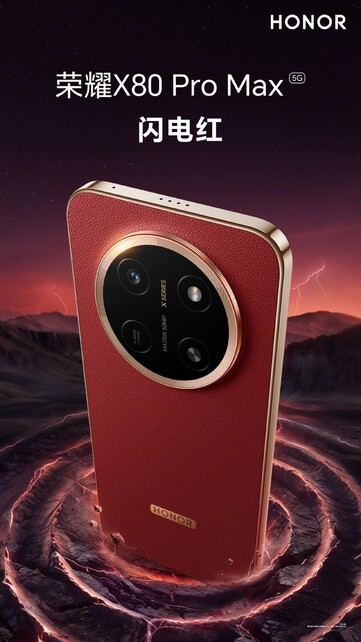 Az „ Honor ” X80 Pro Max „ Lightning Red” színben.