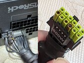 A képen látható, megégett ASRock TempGuard tápcsatlakozó, amelynek tápegység-kábeljei megsérültek