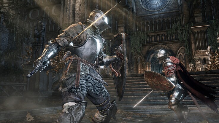 A Dark Souls 3 screenshotján látható harc (Kép forrása: Steam)