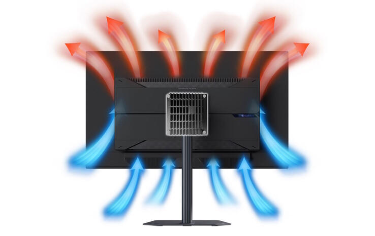 A monitor hűtőrendszerrel is rendelkezik az OLED-panel védelme érdekében. (Kép forrása: Gigabyte)