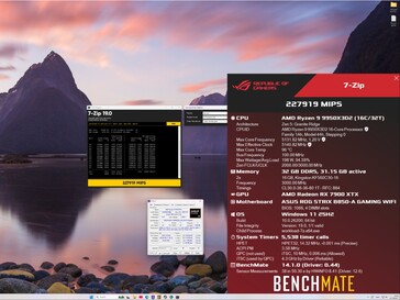 7-Zip benchmark eredmény a Ryzen 9 9950X3D2 CPU számára.