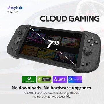 Az Abxylute One Pro támogatja a felhőalapú játékszolgáltatásokat, köztük az Xbox Cloud Gaming és a GeForce Now szolgáltatásokat. (Kép forrása: Abxylute)