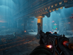 Az Abyssus lehetővé teszi a játékosok számára, hogy nyolc egyedi fegyver között váltsanak, amelyek mindegyike 45 lehetséges mod közül egyikkel módosítható. A képen - egy ingame képernyőkép. (Kép forrása: Steam)