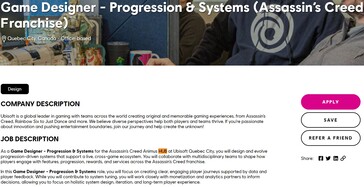 A Ubisoft álláshirdetésében a játéktervezői munkakör leírása a következő
