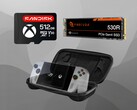 Asus ROG Ally kiegészítők láthatóak (Kép forrása: Sandisk, Seagate, Asus szerkesztéssel)