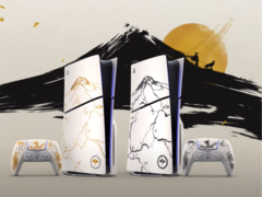 A Ghost of Yotei limitált kiadású PS5-lemezei a kiállításon (kép forrása: PlayStation YT)