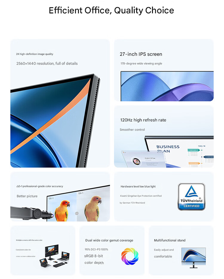 Az új monitor főbb jellemzői (Kép forrása: Xiaomi - gépi fordítás)