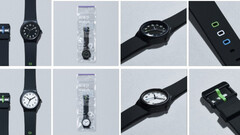 A Citizen Watch közreműködésével közösen fejlesztett fekete-fehér FamilyMart karórák, a csomagolás és a szíjak részleteivel bemutatva.