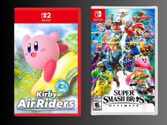 Kirby Air Riders doboz mockup a Super Smash Bros. Ultimate dobozával (Kép forrása: Playasia, Nintendo of America)