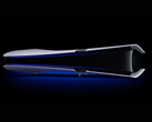 Egy vízszintesen elhelyezett Sony PlayStation 5 Pro renderelése