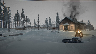 Egy házat ábrázoló kép a The Long Dark című játékból.