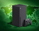 Xbox Series X konzol világtérképpel ábrázolva