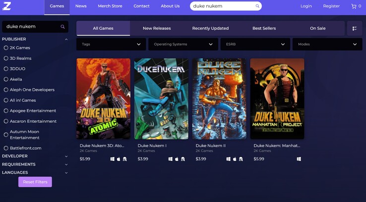 Zoom Platform Duke Nukem retro játékok eladó (Kép forrása: screenshot, Zoom Platform)