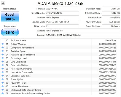 Az ADATA SE920 PCIe 4.0 x2-vel működik