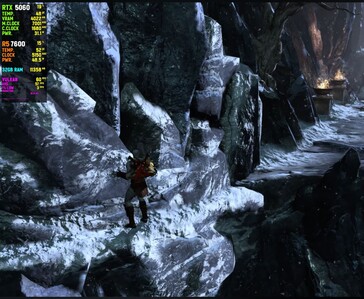 A God of War III Remastered játékmenetéből készült képernyőkép, amely a shadPS4-en fut egy RTX 5060-as kártyával