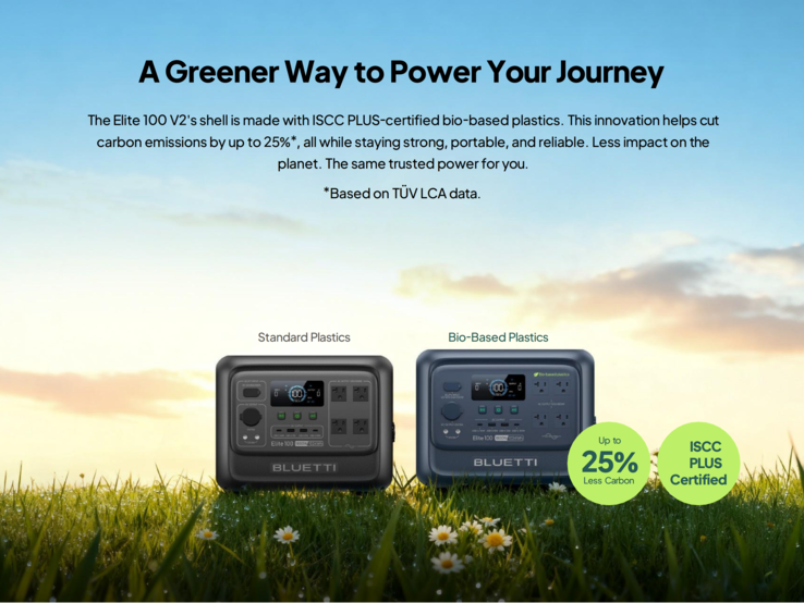A Bluetti Elite 100 V2 Bio-based Edition földszínű, mélykék kivitelben (Kép forrása: Bluetti)