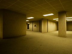 A képen - a The Backrooms Deluxe 2 hivatalos képernyőképén a játék több játszható területének egyike látható. (Kép forrása: Steam)