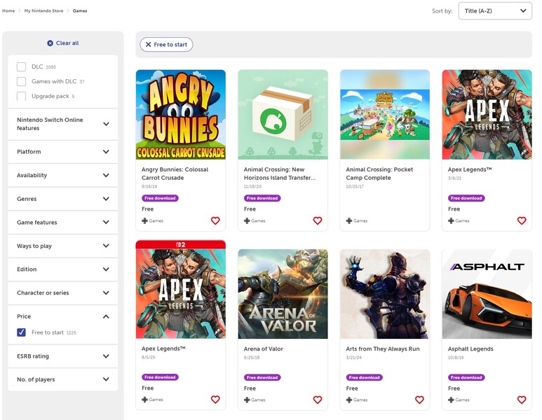 Nintendo eShop ingyenesen indítható játékok (Kép forrása: screenshot, Nintendo eShop)