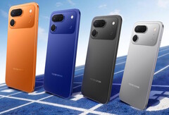 A Tecno Spark 50 Pro a következő színekben kapható: Dinamikus narancs, Éjfélkék, Tintafekete, Titánszürke (balról jobbra) és Felhőfehér (nem látható a képen).