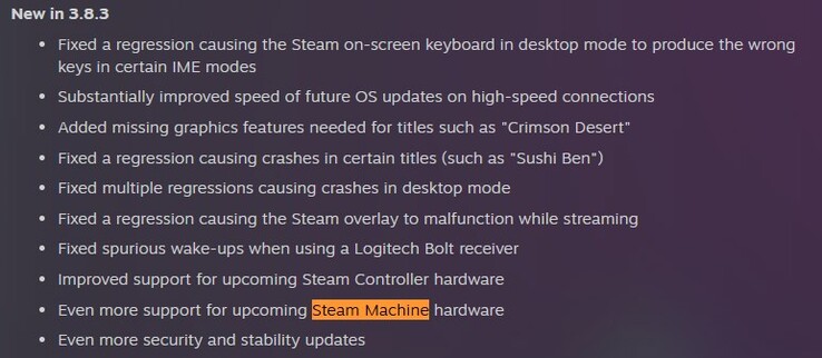 SteamOS 3.8.3 béta napló. 