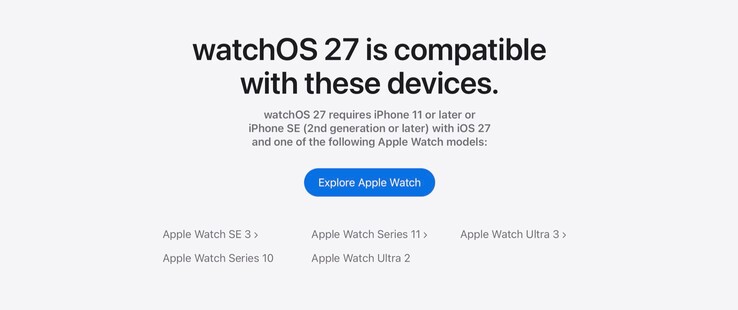 a watchOS 27 csak néhány okosórával kompatibilis.