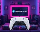 A DualSense PS5 vezérlő látható, ahogy bejelentkezik a PSN-be