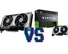 MSI GeForce RTX 5060 Ti Ventus 2x OC Plus 16 GB (balra) és 8 GB (jobbra) változat. (Kép forrása: Mindfactory, szerk.)