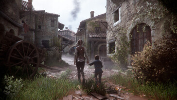 Egy kép, amelyen Amicia és Hugo látható az A Plague Tale: Innocence című játékból.