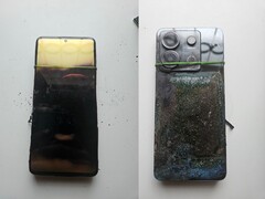 A felrobbant Redmi Note 13 Pro elülső és hátsó fotói (Kép forrása: Sri Varshan; szerkesztve)