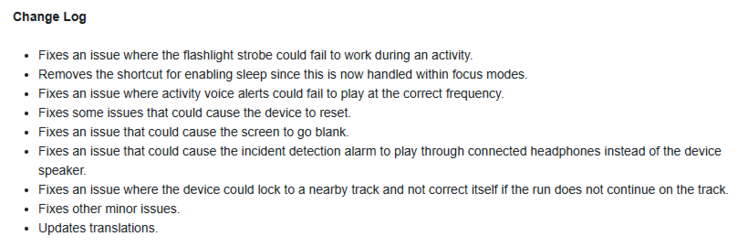 A Forerunner 570 és Forerunner 970 okosórák 15.12-es béta verziójának kiadási megjegyzései. (Kép forrása: Garmin)