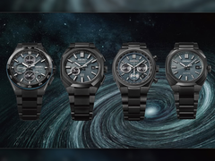 Balról jobbra - Seiko Astron SSH187, SSJ039, SBXY105 és SBXY107 - a képen egy kavargó galaxis háttere előtt. (Kép forrása: @plus9time az Instagramon)
