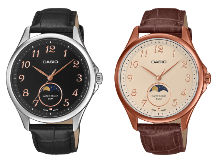A Casio Standard MTP-M110L-1AV (balra) és MTP-M110RL-5AV (jobbra) órák. (Kép forrása: Casio, szerkesztés)