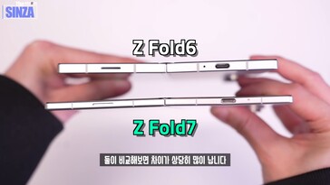 Samsung Galaxy Z Fold 7 vs. Galaxy Z Fold 6. (Kép forrása: TheSinza, Youtube)