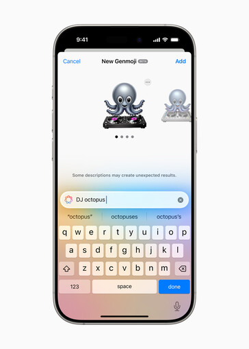 iOS Genmoji felület egy generált