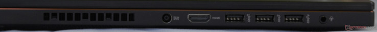Left: DC in, HDMI, 3x USB 3.1 Gen 2, combo audio jack