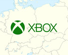 Közép-európai térkép az Xbox logójával (Kép forrása: Microsoft Gaming, Wikimedia Commons: World Data Base II adatok szerkesztéssel)