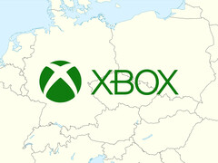 Közép-európai térkép az Xbox logójával (Kép forrása: Microsoft Gaming, Wikimedia Commons: World Data Base II adatok szerkesztéssel)