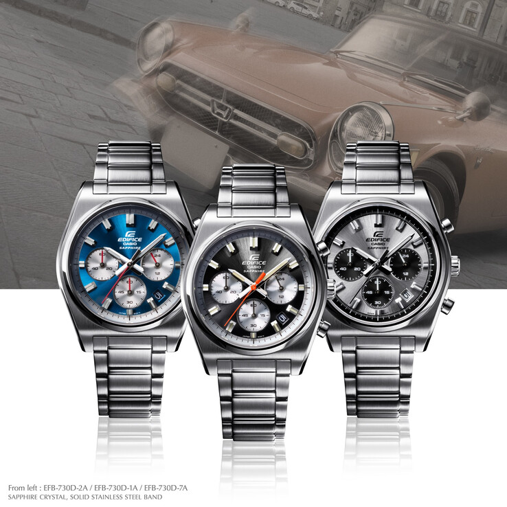 Balról jobbra: Casio Edifice EFB-730D-2AV, EFB-730D-1AV, EFB-730D-7AV. (Kép forrása: Casio)