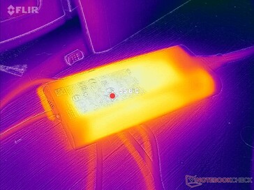 A hálózati adapter igényes terhelés esetén 55 C fölé melegszik