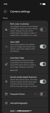 Kamera beállítások: Fényképek folyt.