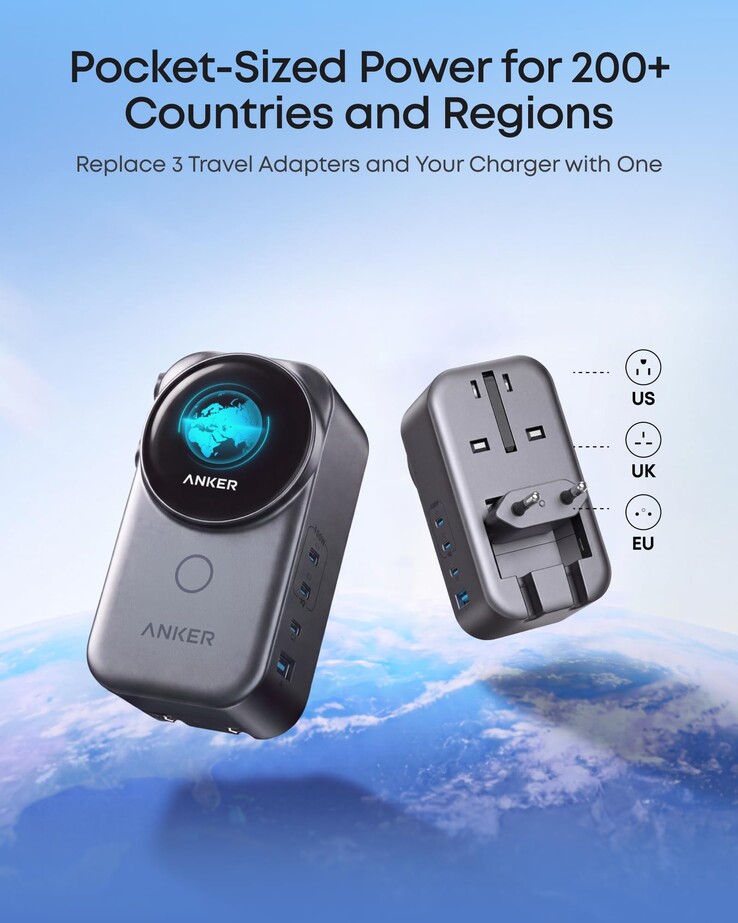 Az Anker Nano Travel Adapter (4 az 1-ben, 100 W, Smart Display) kiszivárgott marketingképe