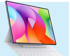 A MatePad Pro Max teljes egészében 2026. május 07-én kerül bemutatásra. A képen: egy render, amely a táblagépet a tartozékaival együtt mutatja be.