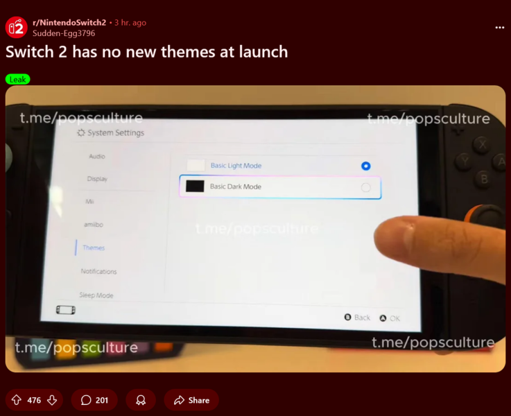 Nintendo Switch 2 kicsomagolós videó a témák bemutatásával (Kép forrása: screenshot, Nintendo Switch 2 subreddit)