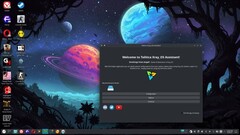 Arch-alapú Xray_OS Linux desktop Tolitica asszisztenssel (Kép forrása: Xray_OS on SourceForge)