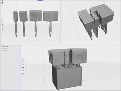 3D modellek a különböző méretű habkefékről egy Shapr3D-ben tervezett szervezővel