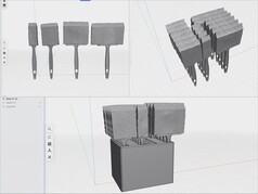 3D modellek a különböző méretű habkefékről egy Shapr3D-ben tervezett szervezővel