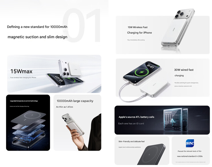 A 10,000mAh Air+ power bank főbb jellemzői (gépi fordítás)