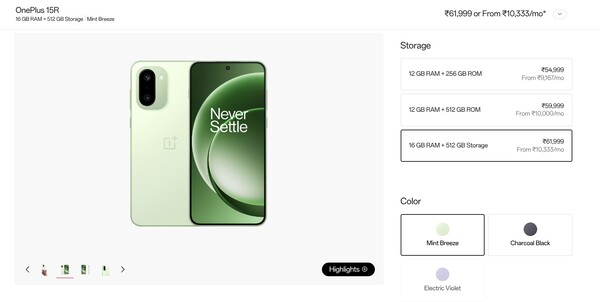 A 16 GB RAM-mal rendelkező OnePlus 15R mindössze két színváltozatban kapható.