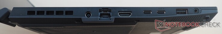 Left side: power, RJ45 LAN, HDMI 2.1, 2x USB-C 3.2 Gen2 (incl. DisplayPort), USB-A 3.2 Gen1, audio