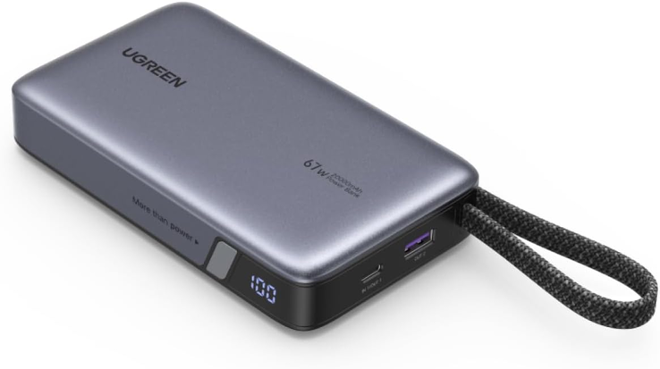 Az Ugreen Nexode Power Bank 20000mAh 67W beépített USB-C kábellel. (Kép forrása: Ugreen, szerk.)